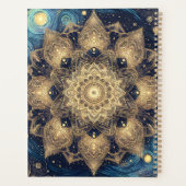 Elegante Starry Night Nebula Blue Gold Mandala Planer (Rückseite)