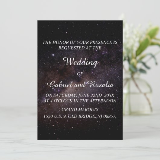 Elegante Starry Night Sky Galaxy Einladung zur Hoc (Stehend Vorderseite)