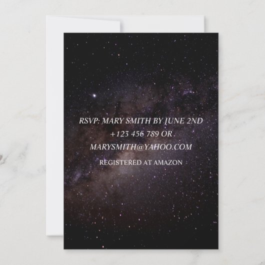 Elegante Starry Night Sky Galaxy Einladung zur Hoc (Rückseite)