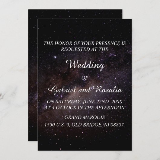 Elegante Starry Night Sky Galaxy Einladung zur Hoc (Vorne/Hinten)