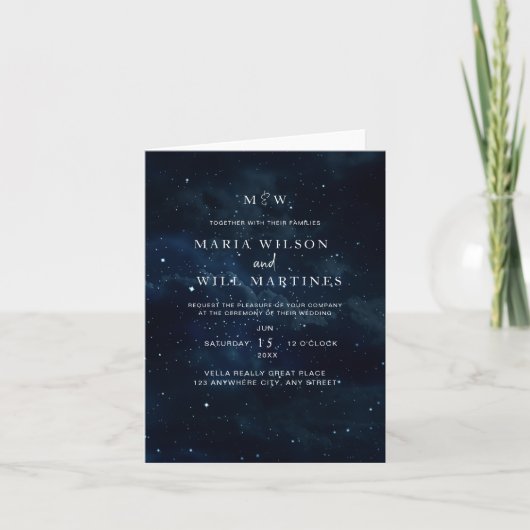 Elegante Starry night Wedding Einladung Modern (Vorderseite)