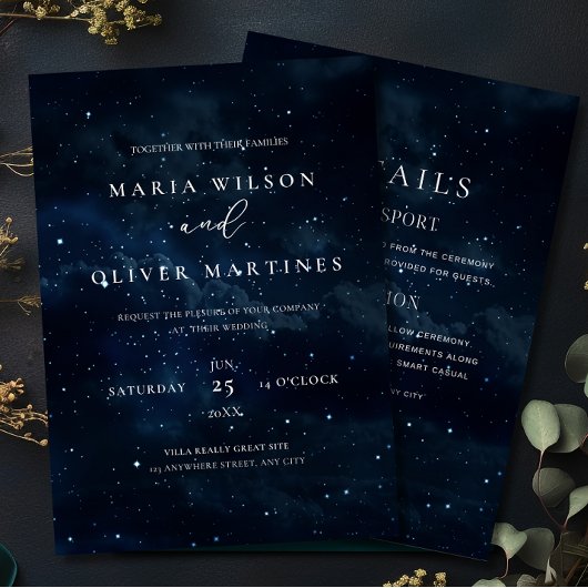 Elegante Starry night Wedding Einladung Modern