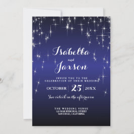 Elegante Starry Night Wedding in Dark Blue Einladung