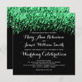 Elegante Stars für Hochzeiten "Emerald Green" Einladung (Vorne/Hinten)