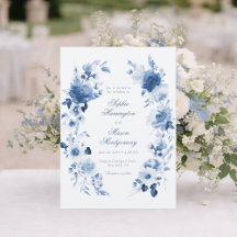 Elegante staubblaue Aquarell-Blumenhochzeit