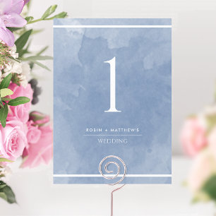 Elegante staubblaue Aquarell-Tischnummer