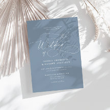 Elegante Staubblaue Blühende Kalligrafie-Hochzeit