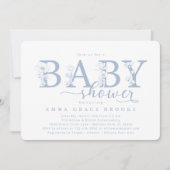 Elegante staubblaue Blumen-Babyshower-Typografie Einladung (Vorderseite)