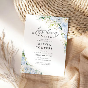 Elegante staubblaue Blumen-Hochzeitseinladung zur Einladung