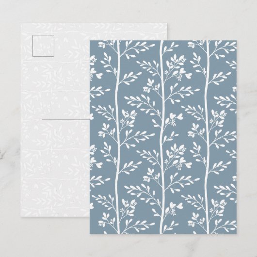 Elegante staubblaue Blumen-Kunst-Postkarte Feiertagspostkarte (Vorne/Hinten)