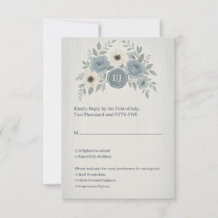 Elegante Staubblaue Blumeneinladung mit Wachssiege RSVP Karte