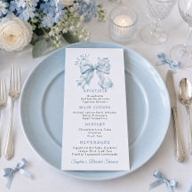 Elegante Staubblaue Bogen-Coquette-Speisekarte