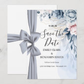 Elegante Staubblaue Bogen-Hochzeit Save The Date (Vorne/Hinten)
