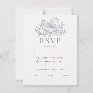 Elegante Staubblaue Botanische Gartenhochzeit RSVP Karte