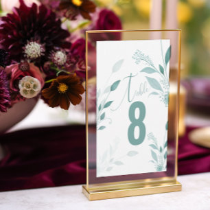 Elegante staubblaue Eukalyptus-Hochzeitstisch-Numm