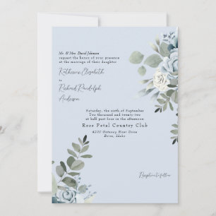Elegante Staubblaue Florale Brauteltern Einladung