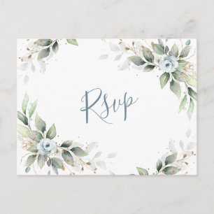 Elegante staubblaue florale Grünzeug-Wasserfarbe R Postkarte