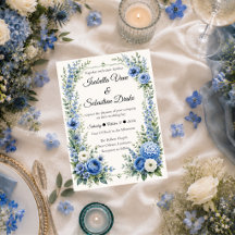 Elegante Staubblaue Florale Hochzeit