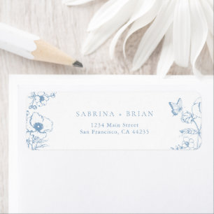 Elegante staubblaue florale Hochzeit-Rücksendeadre
