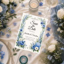 Elegante staubblaue florale Hochzeit