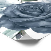 Elegante staubblaue florale horizontale Hochzeit Poster (Ecke)