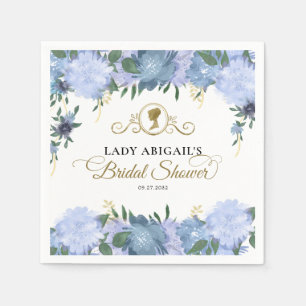 Elegante staubblaue florale viktorianische Brautpa Serviette