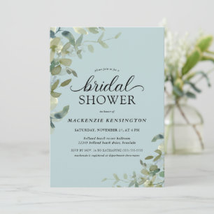 Elegante staubblaue Grün Bridal Shower Einladung