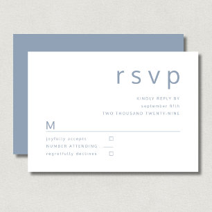 Elegante Staubblaue Hochzeit RSVP Karte