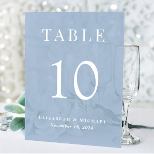 Elegante staubblaue Hochzeitsempfang Tischnummer Acrylschild
