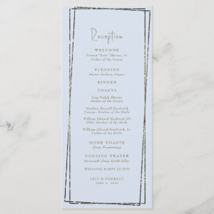 Elegante Staubblaue Hochzeitsempfang Toasts Menükarte