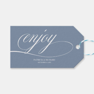 Elegante Staubblaue Hochzeitsgunst-Tags zum Genieß Geschenkanhänger