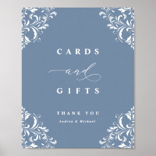 Elegante staubblaue Hochzeitskarten & Geschenke Sc Poster