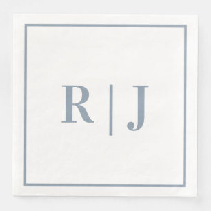Elegante staubblaue Monogramm-Initialen Hochzeit Serviette