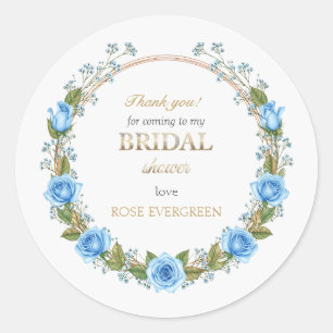 Elegante staubblaue Rosen Baby’s Breath Danke Runder Aufkleber