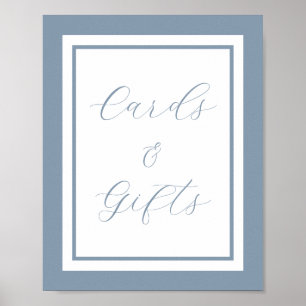 Elegante staubblaue Schrift Karten und Geschenke S Poster