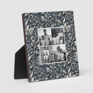 Elegante staubblaue silberweiße graue Blumenfoto Fotoplatte