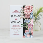 Elegante staubblaue staubige Rose Einladung (Stehend Vorderseite)