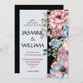 Elegante staubblaue staubige Rose Einladung (Vorne/Hinten)