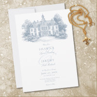 Elegante staubblaue Toile French Manor Hochzeit