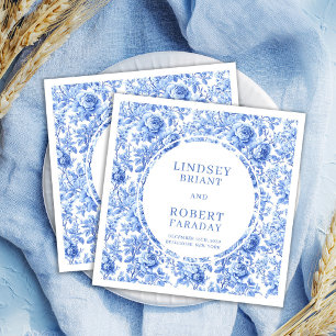 Elegante staubblaue Toile-Rosen Hochzeitsserviette Serviette