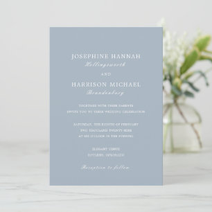 Elegante staubblaue traditionelle Hochzeit Einladung
