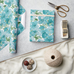 Elegante staubblaue Wasserfarben-Wildblume Geschenkpapier