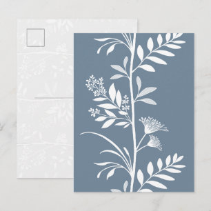 Elegante staubblaue Wildblumen-Silhouetten-Kunst Postkarte
