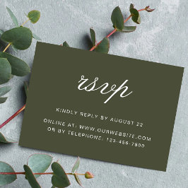 Elegante Staubgrün-Schrift Klassische Hochzeit RSVP Karte