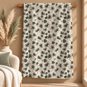 Elegante staubgrüne botanische Blätterdecke Sherpadecke