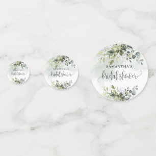 Elegante staubgrüne Eukalyptus Gold Brautparty Konfetti