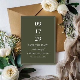 Elegante staubgrüne Hochzeit-Save-the-Date-Karte Save The Date
