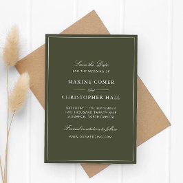 Elegante staubgrüne Hochzeit-Save-the-Date-Karte Save The Date