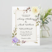 Elegante, staubige Blütenpracht Goldener Rahmen Ho Einladung (Stehend Vorderseite)