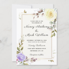 Elegante, staubige Blütenpracht Goldener Rahmen Ho Einladung